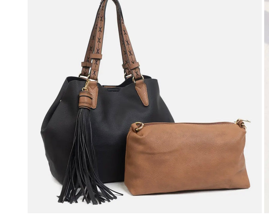 Aliza Large Tassel Monogrammable 2 in 1 Satchel