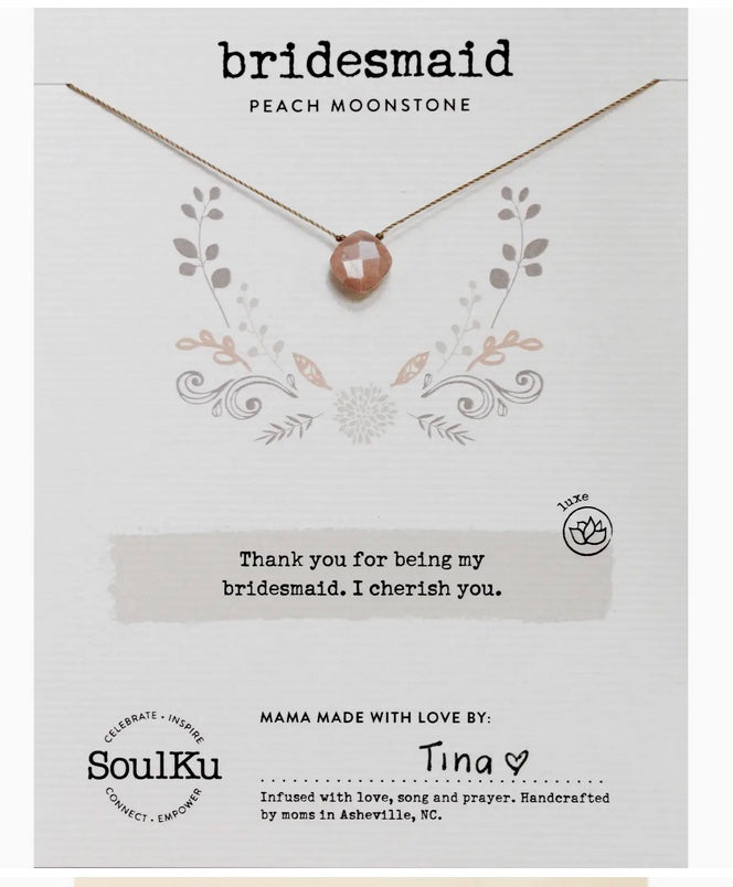 Mystic Peach Moonstone Luxe Necklace For Bridesmaid
