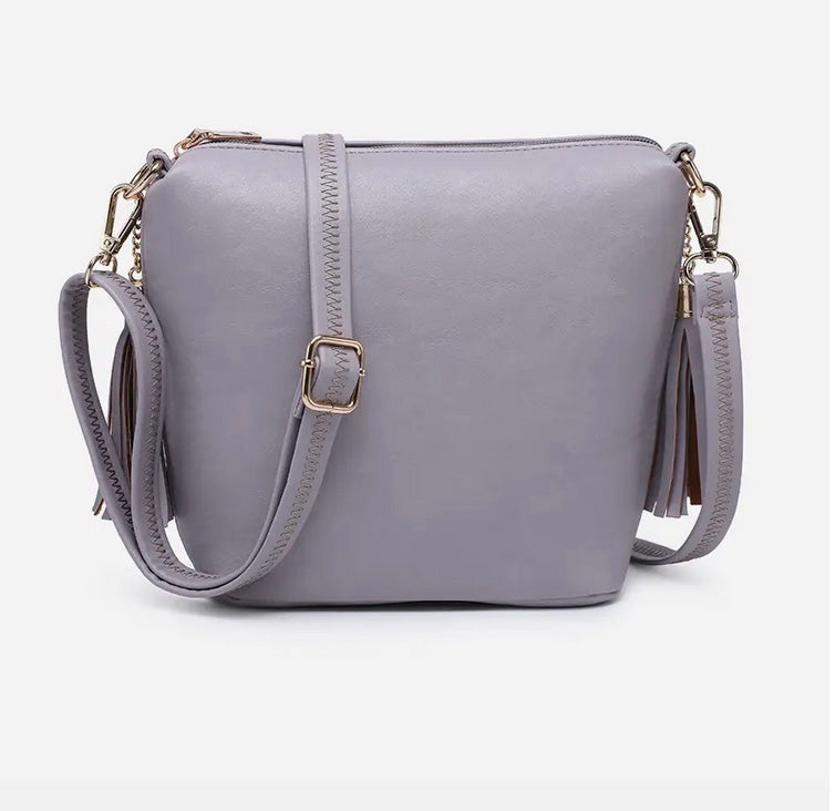 Ash Purple- Dylan Crossbody w/ 2 Side Tassel Zippers