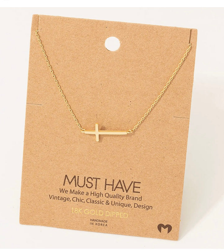 Side Cross Pendant Necklace