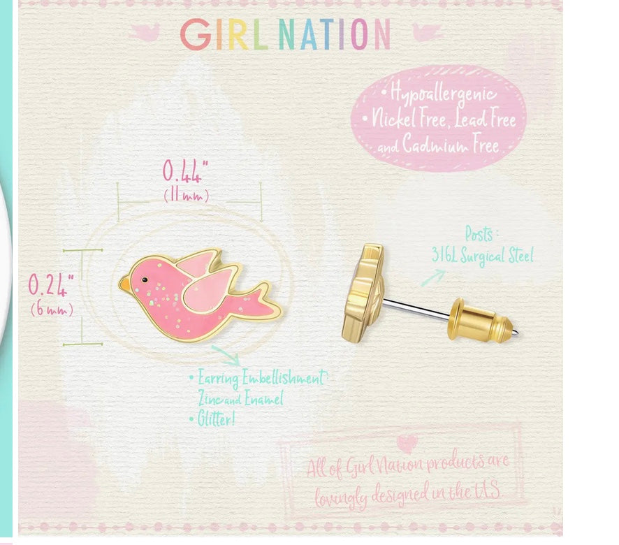 Twinkle Bird Cutie Stud Earrings