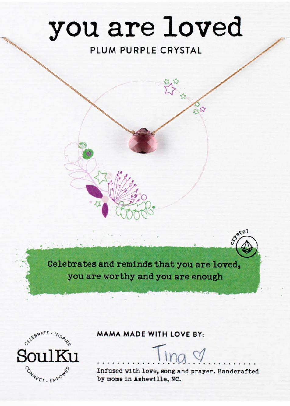 You Are Loved - Plum Purple Crystal Necklace