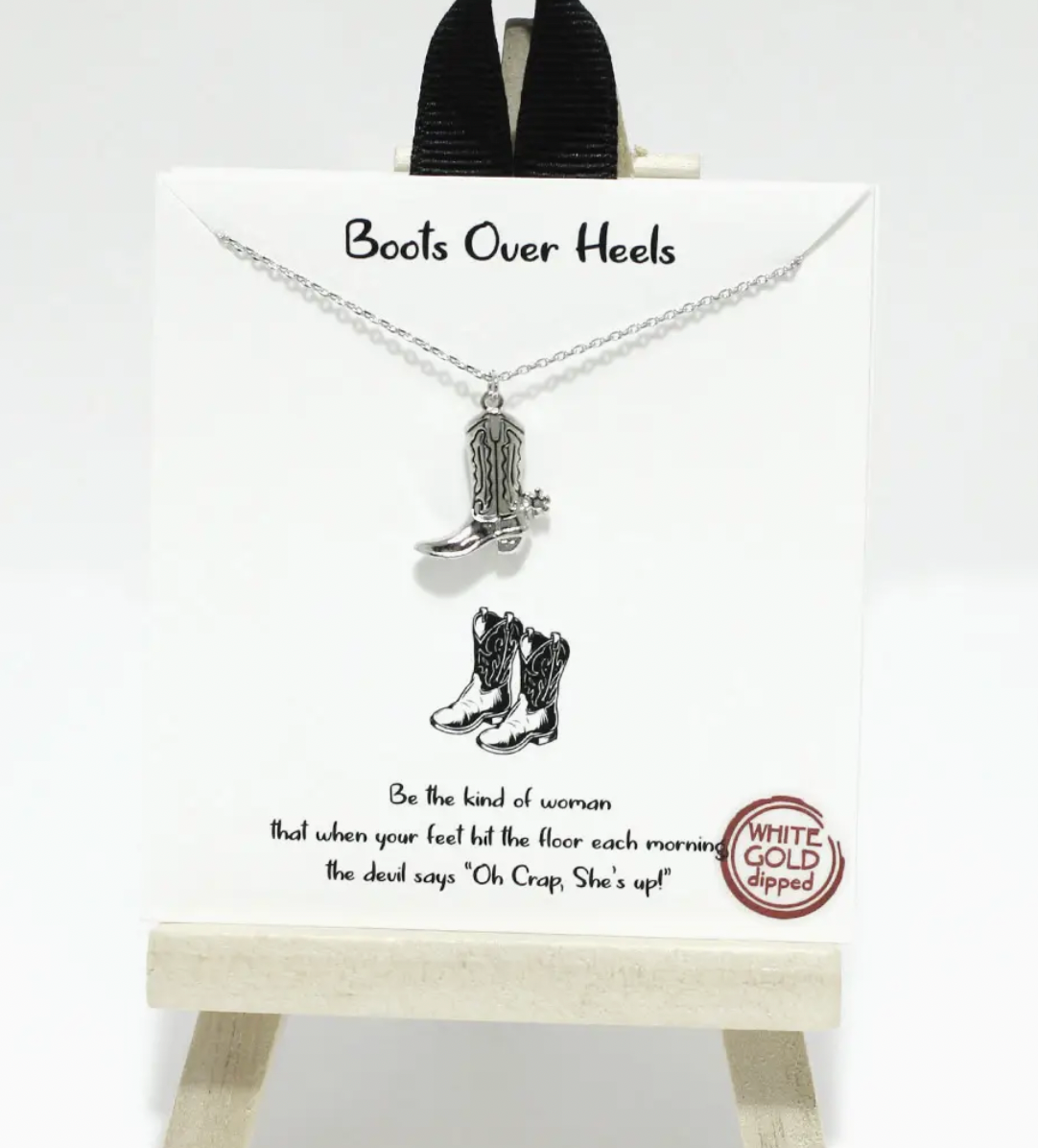 Boots Over Heels Silver Necklace