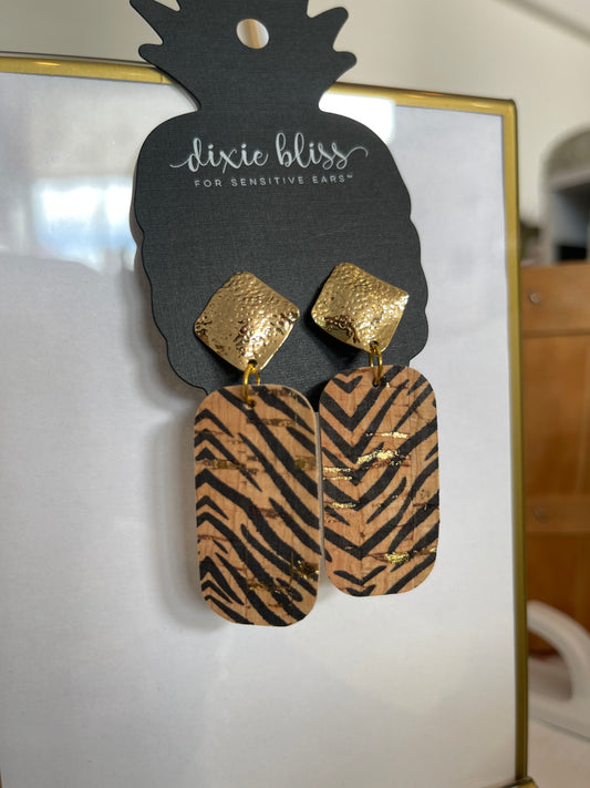 Carlow in Foiled Tiger Cork Earrings