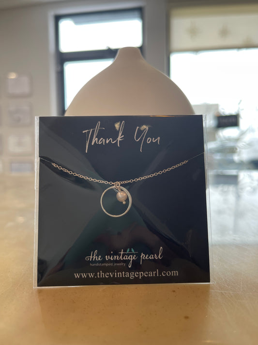 Thank you necklace sterling silver