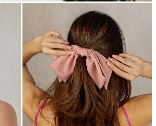 Rosewood- Fabric Bow Hair Clip 1pc