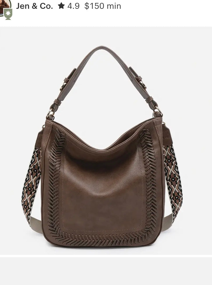 Aris Small Whipstitch Hobo w/ Guitar Strap