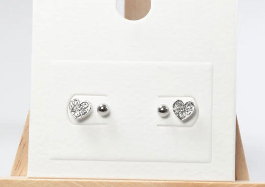 Dainty Heart Stud Earring Set