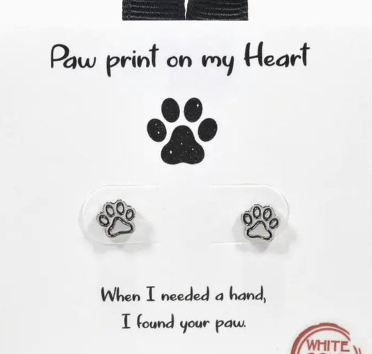 Paw Print Stud Earring 925 Sterling Silver Post