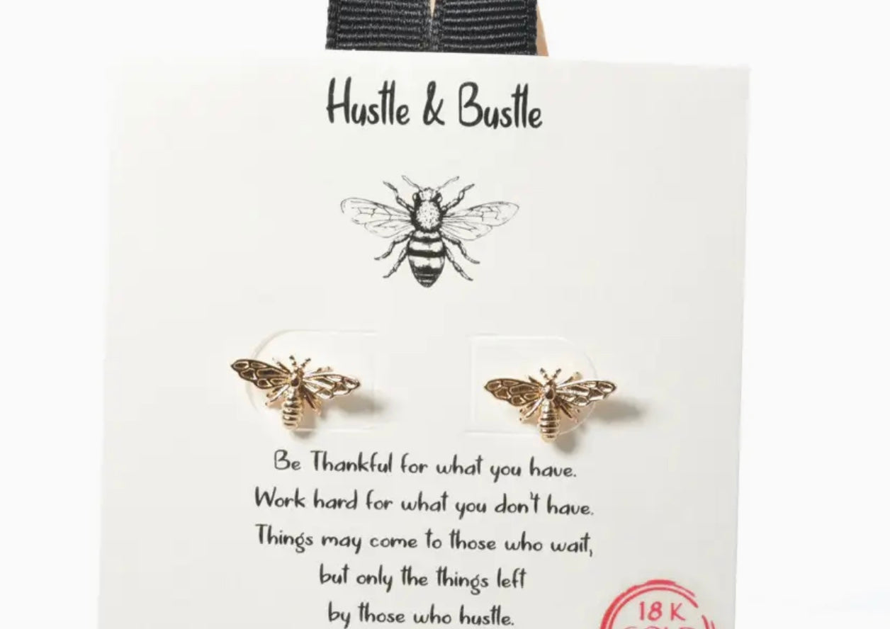 Hustle N Bustle Bee Stud Earring 925 Sterling Silver Post