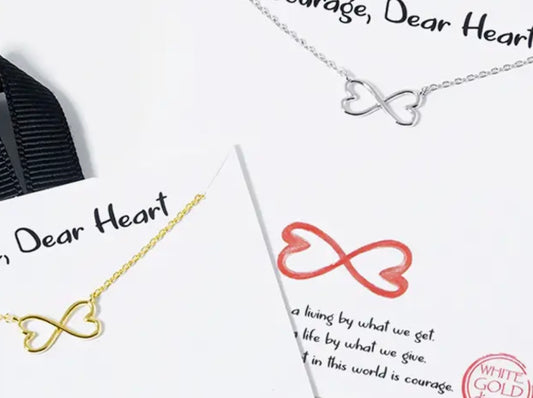 Courage Dear Heart Dainty Infinity Heart Necklace