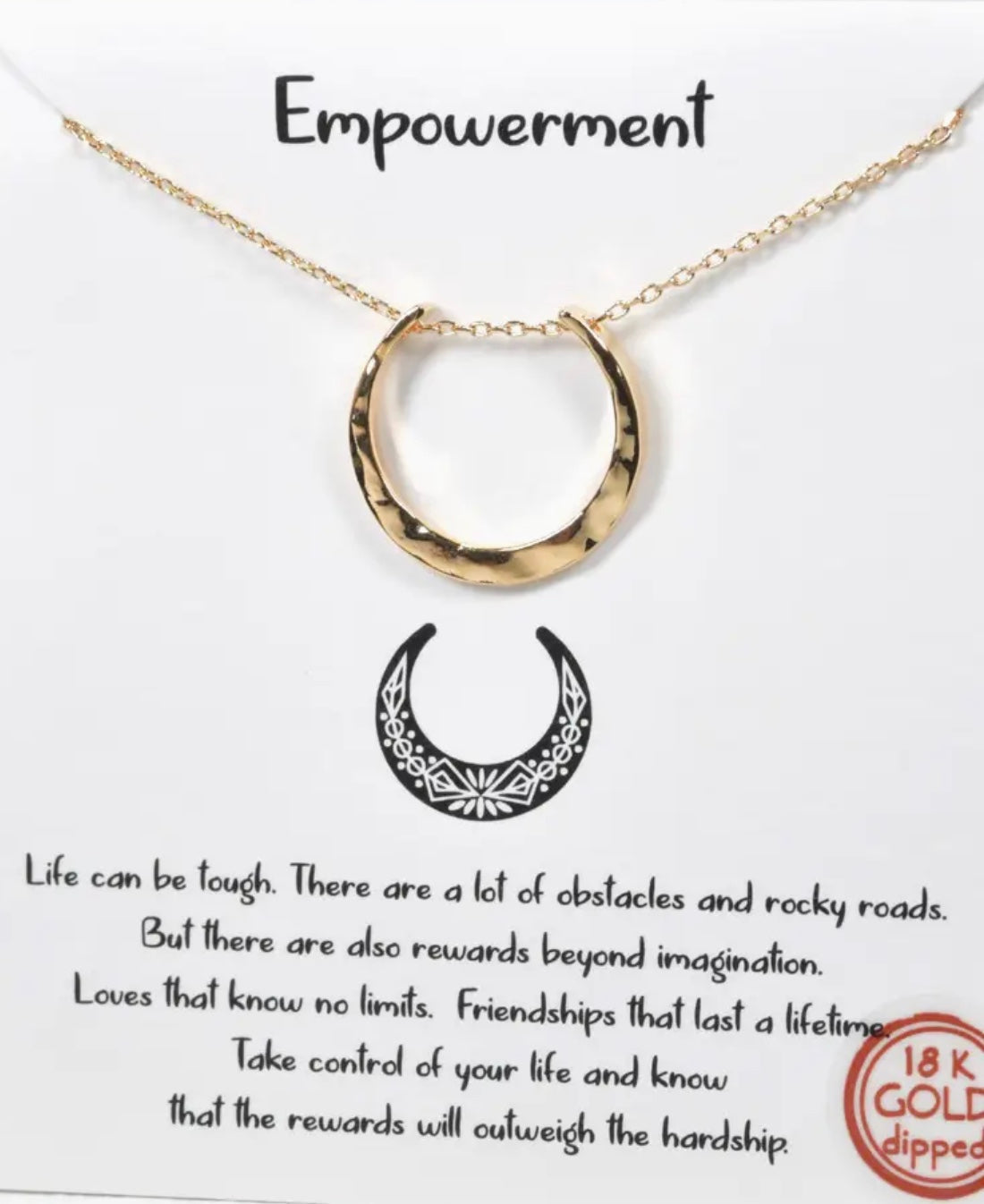 Empowerment Hammered Crescent Moon Necklace