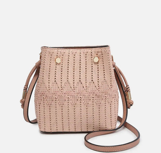 Rain Woven Herringbone Mini Bucket Bag