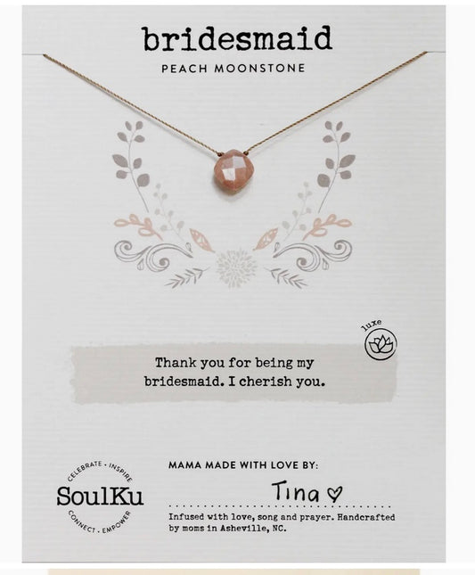 Mystic Peach Moonstone Luxe Necklace For Bridesmaid
