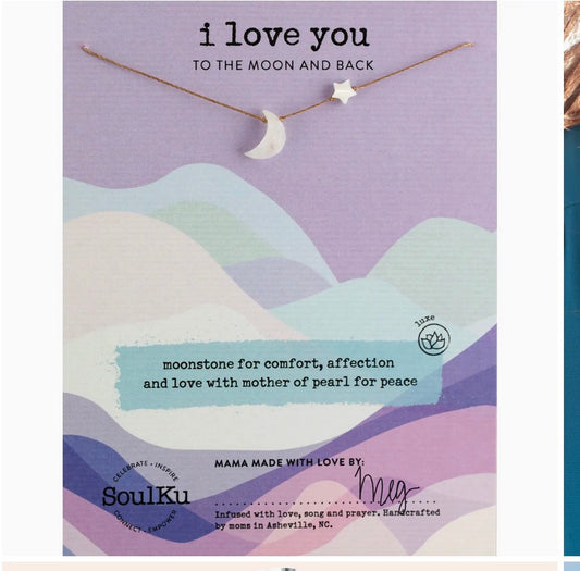 I Love You To the Moon & Back Necklace- MOONSTONE