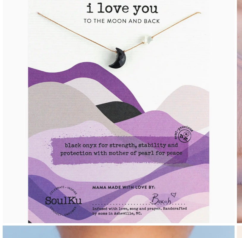 I Love You To the Moon & Back Necklace- BLACK ONYX