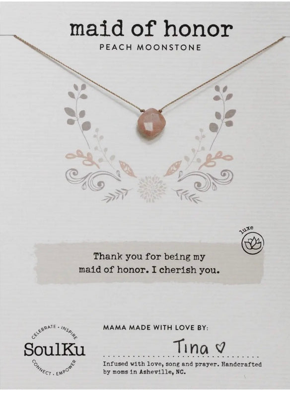 Maid of Honor- Mystic Peach Moonstone Luxe Necklace