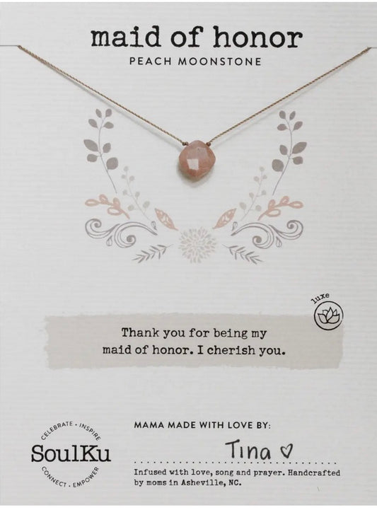 Maid of Honor- Mystic Peach Moonstone Luxe Necklace