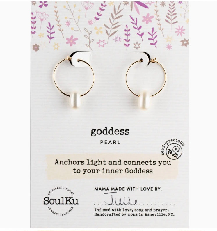 Goddess- Pearl Gold Hoop Earrings