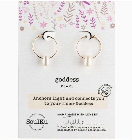 Goddess- Pearl Gold Hoop Earrings