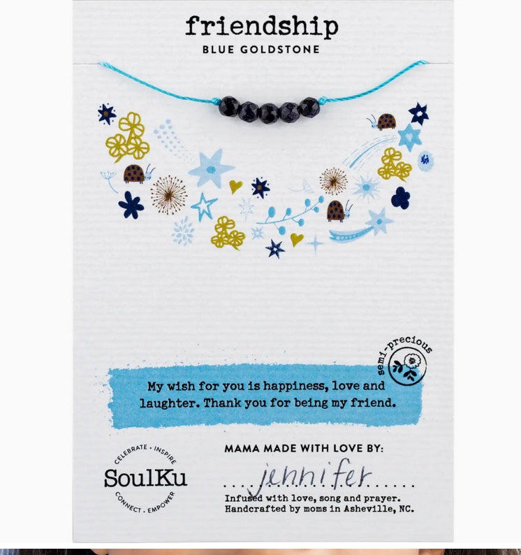 Friendship- Blue Goldstone Little Wishes Kids Necklace