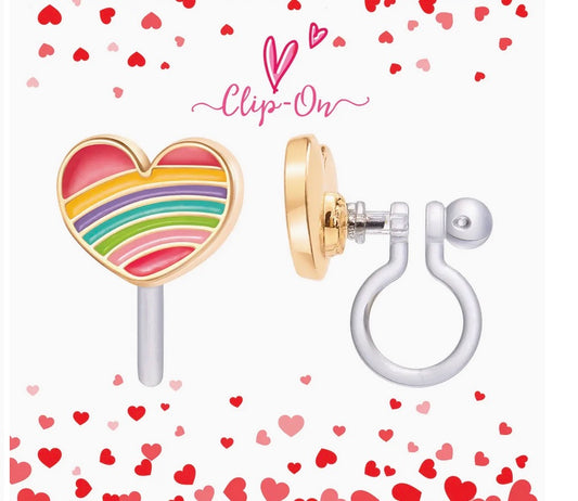 Rainbow Heart Clip On Cutie Earrings