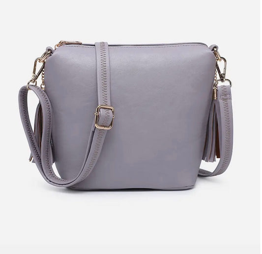 Ash Purple- Dylan Crossbody w/ 2 Side Tassel Zippers