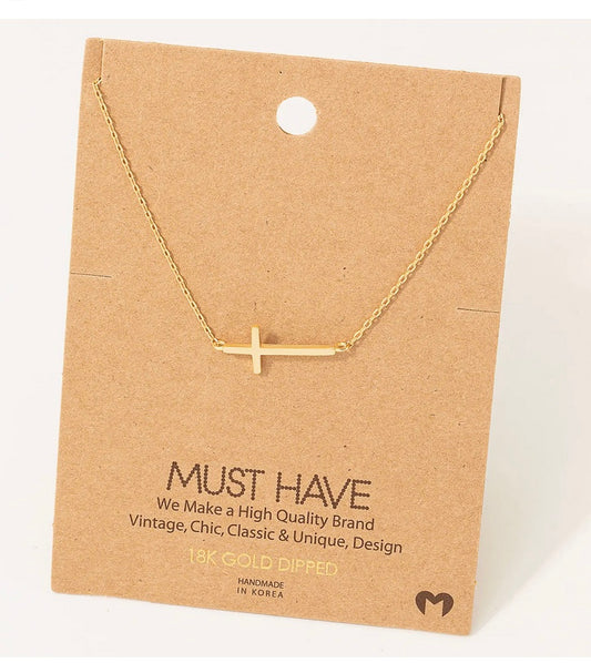 Side Cross Pendant Necklace