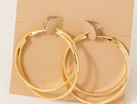 Layered Metallic Latch Hoop Earrings
