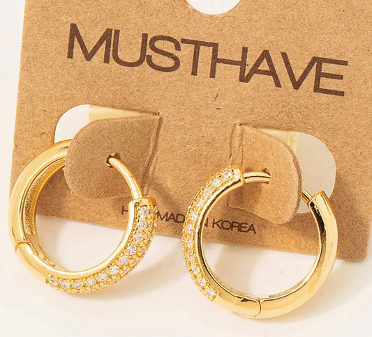 Pave Studded Latch Hoop Earrings