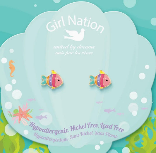 Rainbow Fish Cutie Stud Earrings