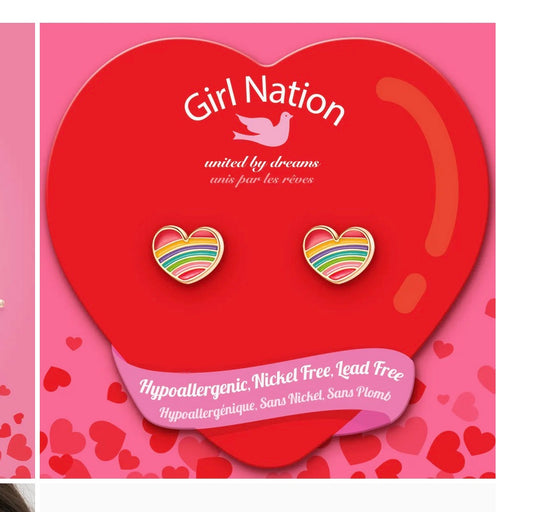 Rainbow Heart Cutie Stud Earrings