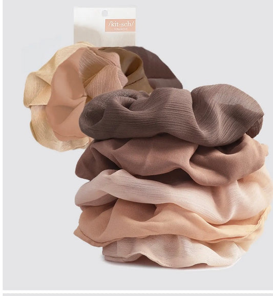 Crepe Scrunchies 5pc - Terracotta