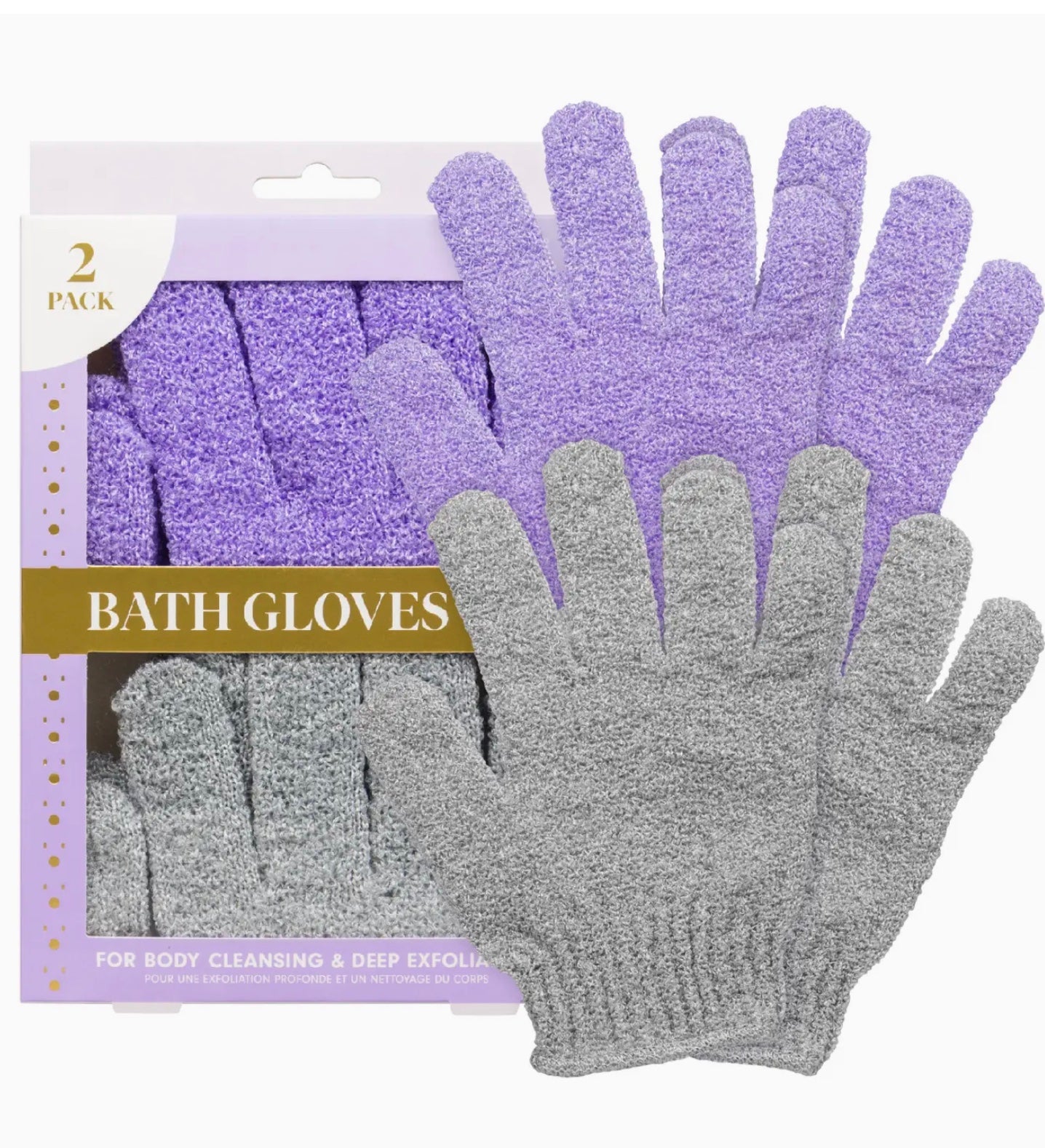 Bath Gloves - Cleansing and Exfoliation - 2 Pairs/Pk
