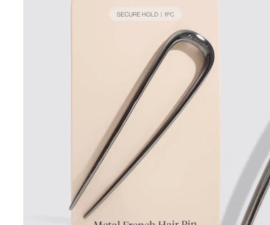 Metal French Hair Pin - Hematite