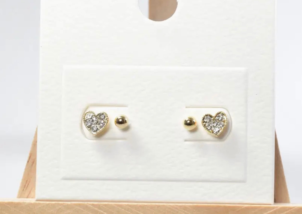 Dainty Heart Stud Earring Set