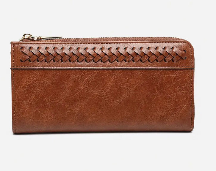 Gia Braided Detail Zip-Top Wallet