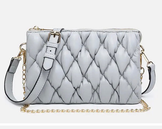 Izzy Puffer Quilted Crossbody w/ Chain