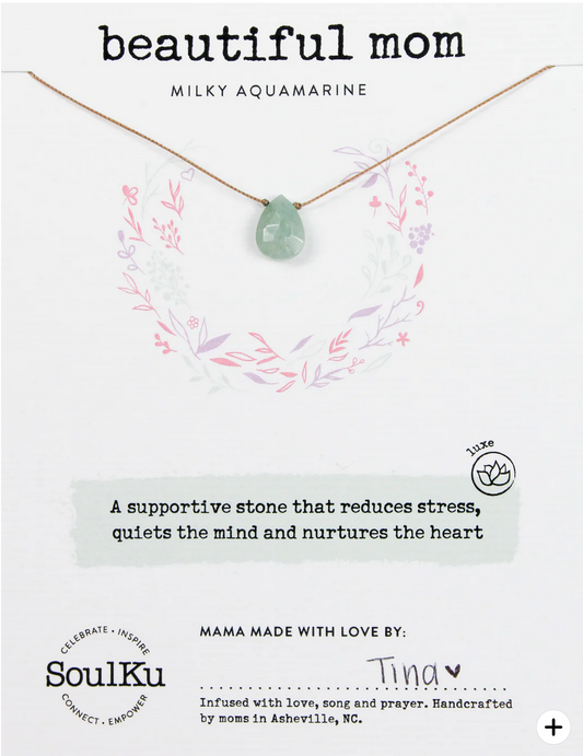 Beautiful Mom - Milky Aquamarine Necklace