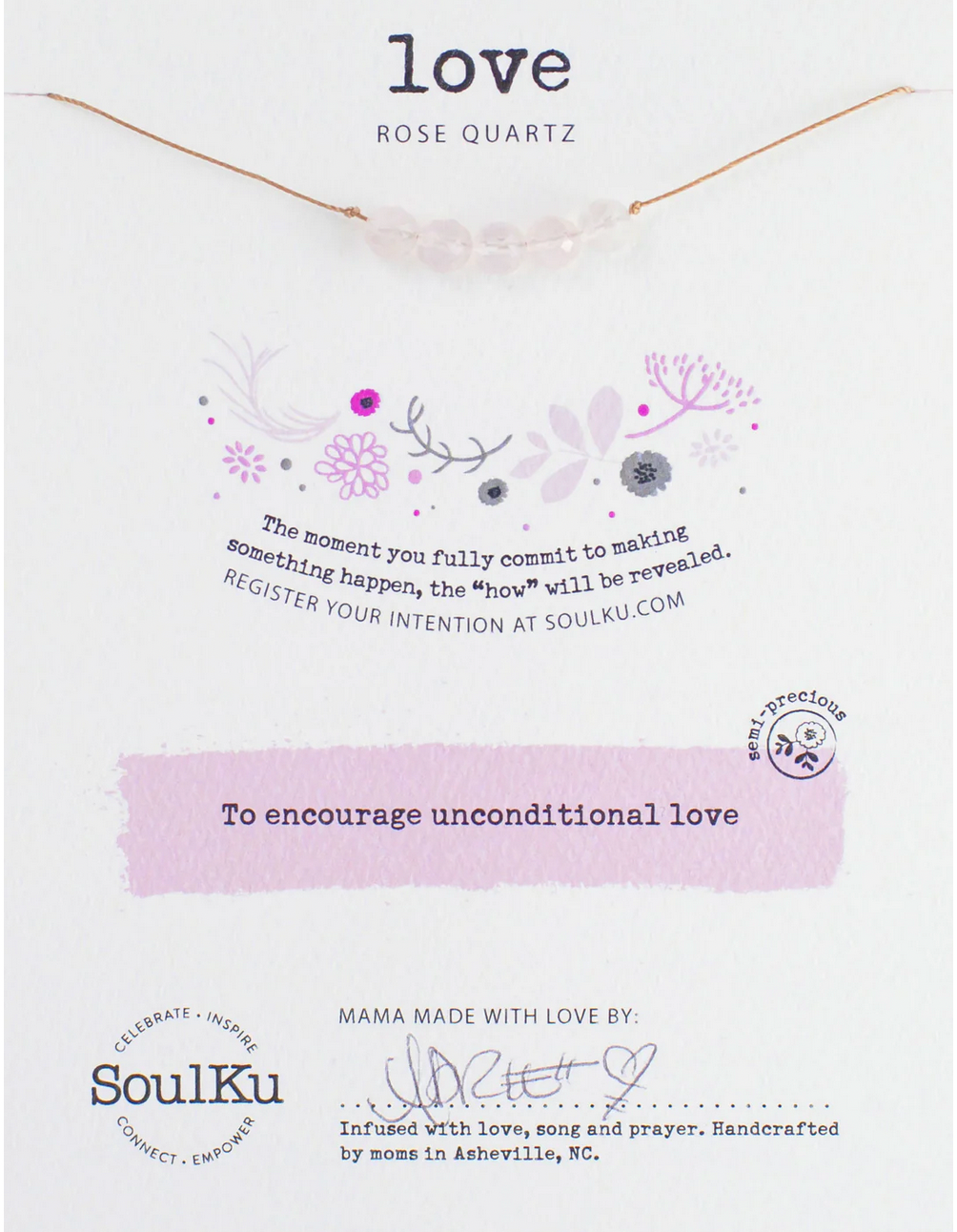 Rose Quartz Intention Necklace for Love