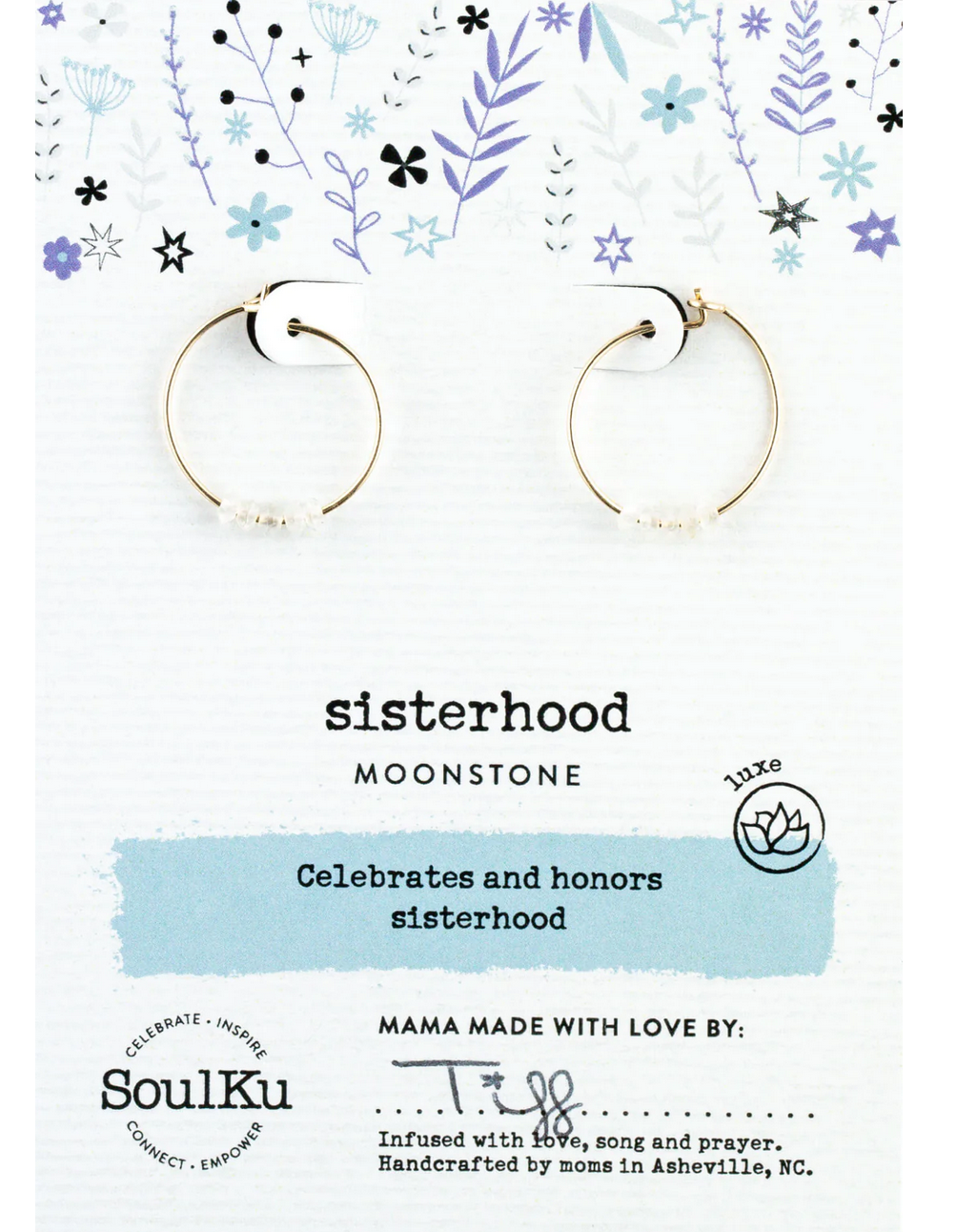 Sisterhood - Gold Hoop Moonstone Earrings