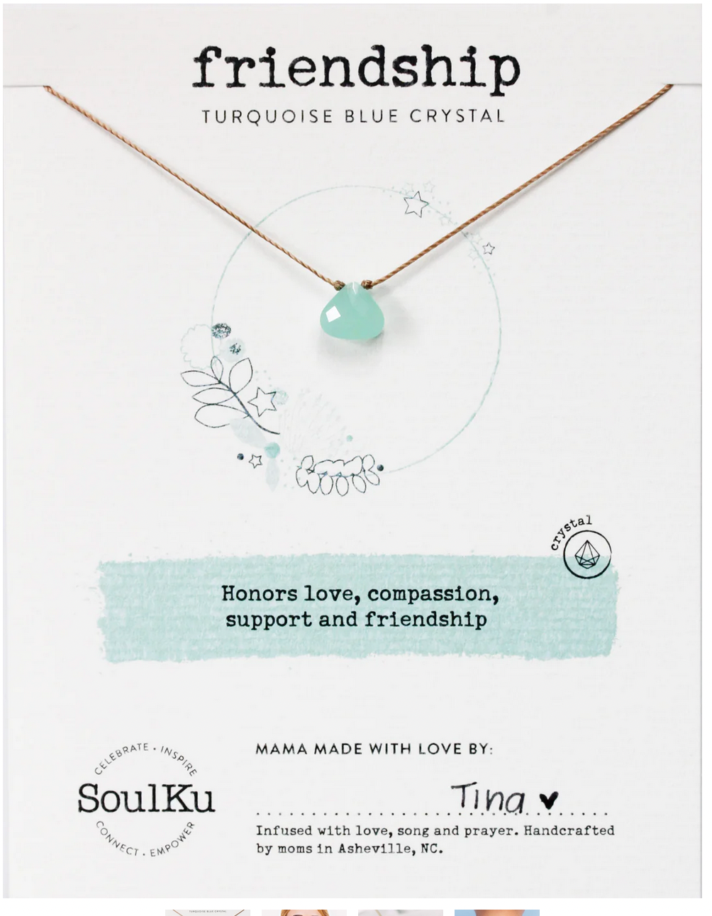 Turquoise Blue Crystal - Friendship - Necklace