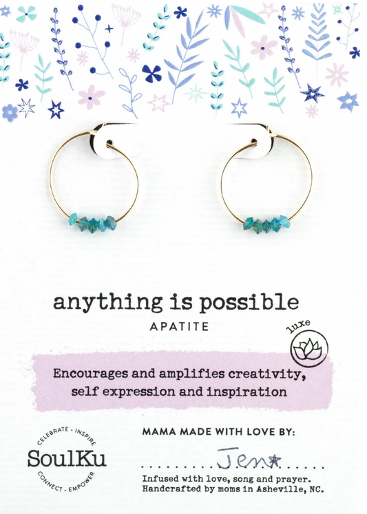 Anything Is Possible - Apatite Gold Hoop Earrings