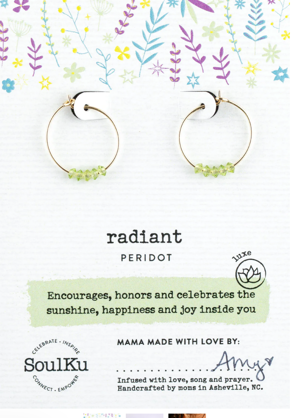 Radiant - Peridot Gold Hoop Earrings