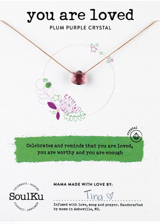 You Are Loved - Plum Purple Crystal  Necklace