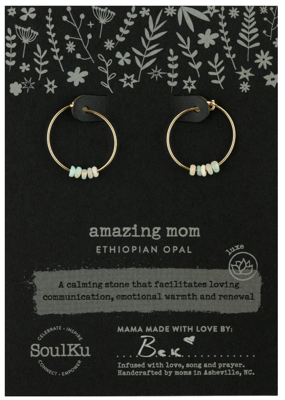 Amazing Mom -  Ethiopian Opal Gold Hoop Earrings