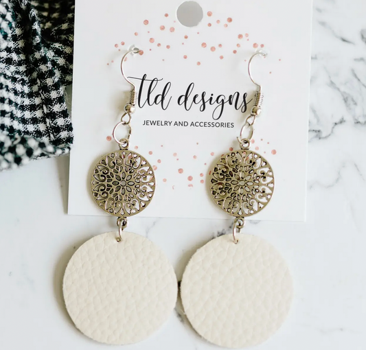 Cream Metal Drops Earrings