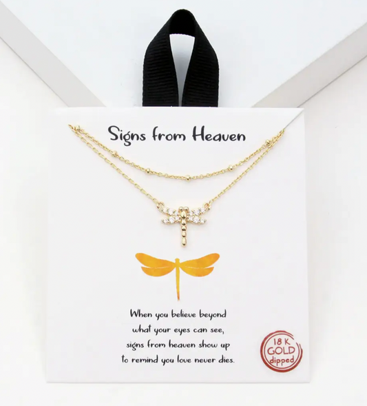 Signs from Heaven Dragonfly Necklace Gold