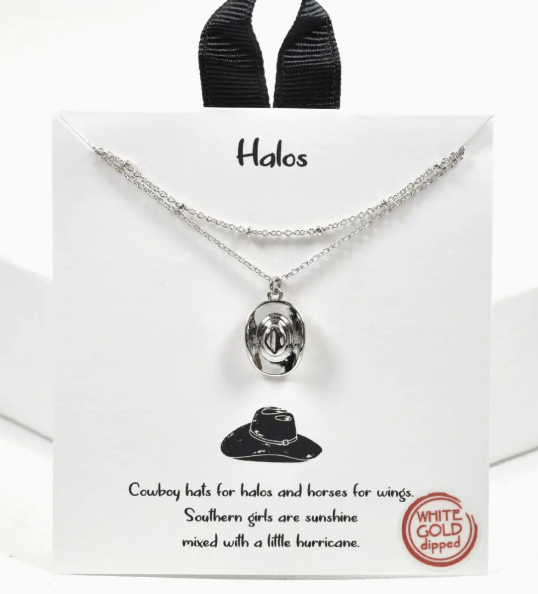 Halos Cowboy Hat Silver Necklace