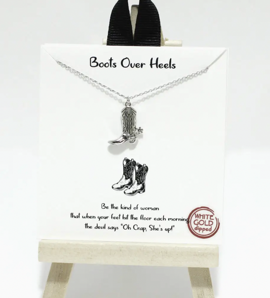 Boots Over Heels Silver Necklace